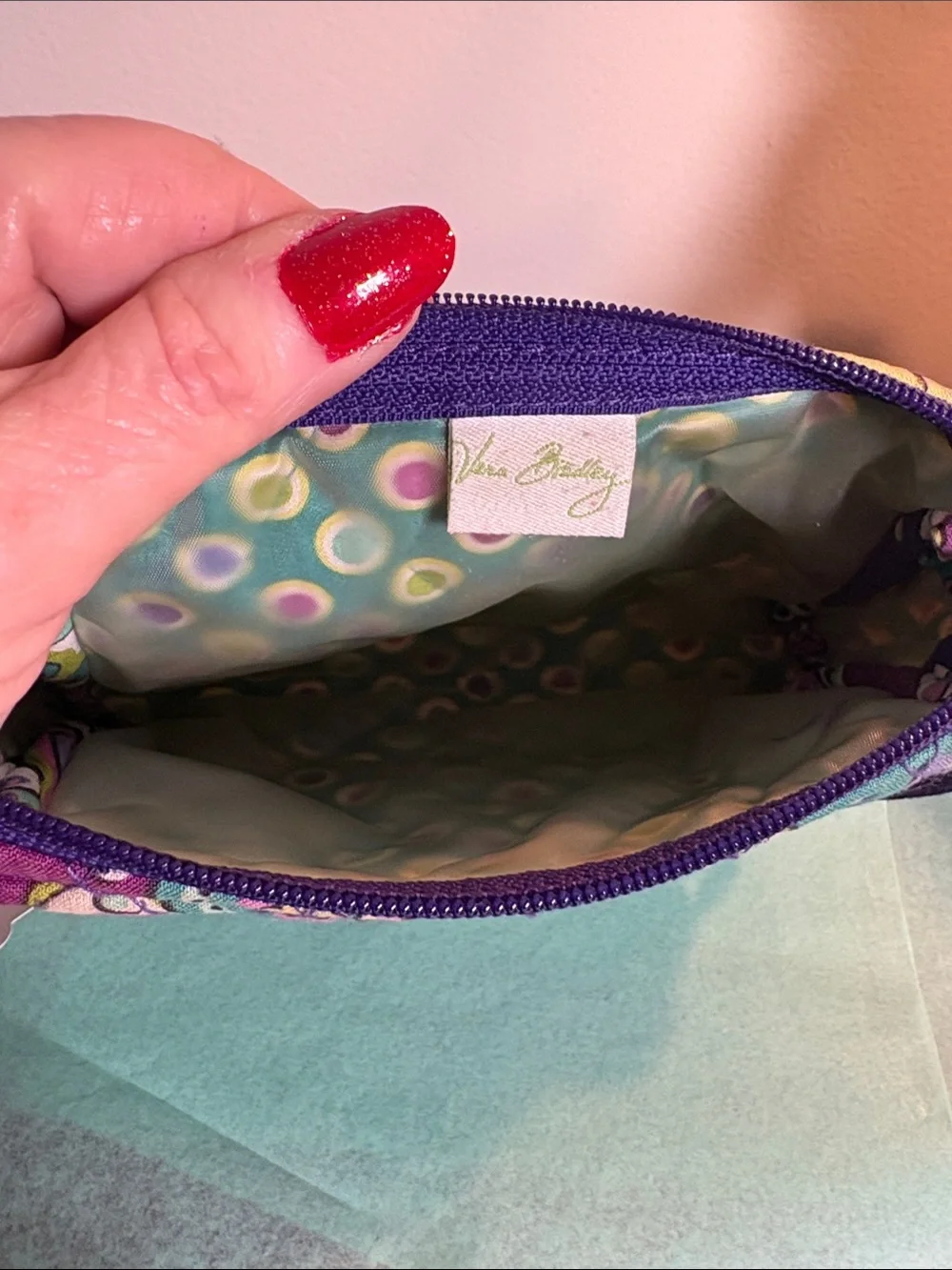 Vera Bradley Quilted Floral Paisley Cosmetic Pouch - Purple